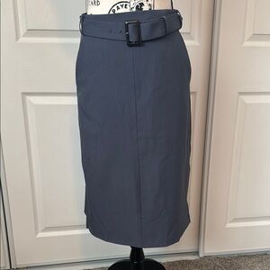 Chic Blue Midi Skirt with Belt